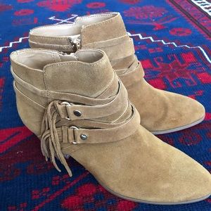 NWOT Franco Sarto Brown Suede Tassel Ankle Boots